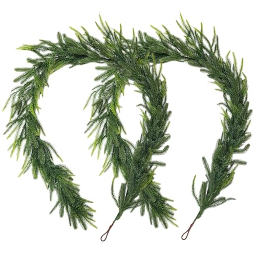 2pcs Norfolk Kieferngirlande, 6ft Weihnachten hängen realistische Kieferngirlande mit Schleife für Treppengeländer Kaminmanteldekor von Kalastussaari