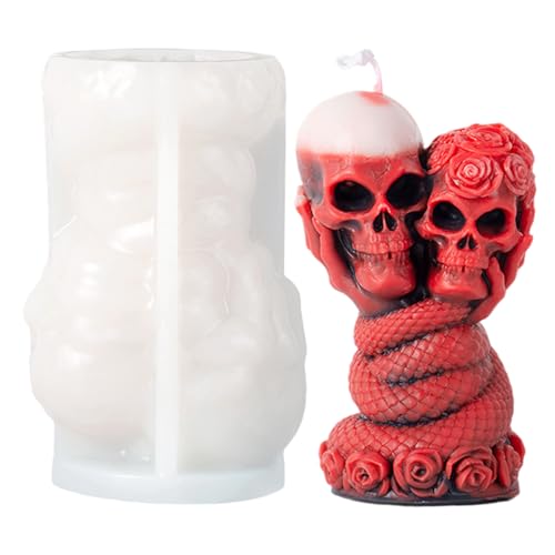 3d Snake Rose Schädel Silikonform, DIY -Kerze, Harzform für Halloween -Dekorationen, Zuhause, Laden, Spukhaus von Kalastussaari