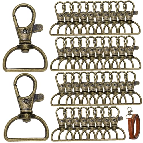 40pcs Schwenk-Schnapphaken, 360-Grad-Bronze-Drehhaken mit D-förmigen Schlüsselringen, robuster Schlüsselbundclip für Schlüsselbund-Clip-Lanyard, Schmuckherstellung, DIY-Handwerks von Kalastussaari