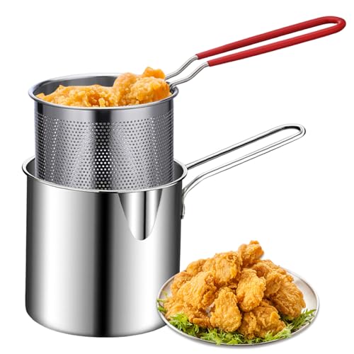 Frittichtopf, 2pcs/Set tragbarer Öl Mini Frittyer mit Korb, 1, 2 l behandelter Edelstahl -Chippfanne für französische Pommes Fischhuhn Frittichtopf, 2pcs/Set tragbarer Öl Mini Frittyer mit Korb, 1, 2 l behandelter Edelstahl -Chippfanne für französische Pommes Fischhuhn von Kalastussaari