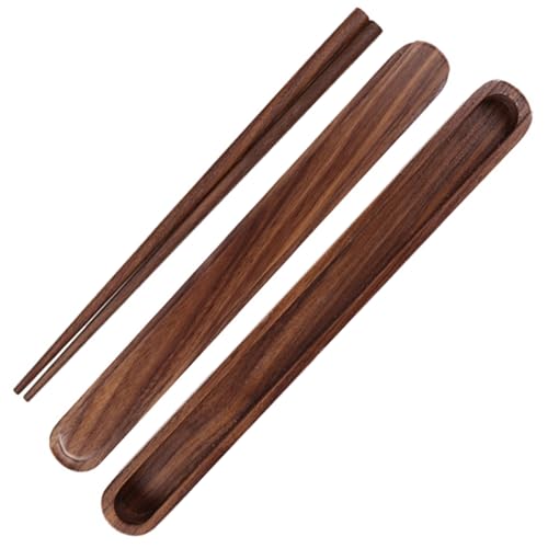 Hölzerne Essstäbchen 8.9 '' wiederverwendbare Essstäbchen Reise -Essstäbchen mit Pull -Hülle chinesischer Stil Holzhütten Geschirr Utensilien für hygienische Essstäbchen im Freien schwarze Holzstäbch von Kalastussaari