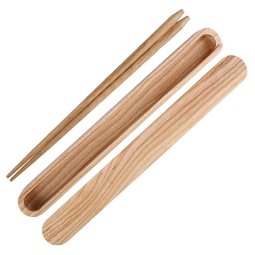 Hölzerne Essstäbchen 8.9 '' wiederverwendbare Essstäbchen Reise -Essstäbchen mit Pull Type Hülle chinesische Stil Holzhütten Geschirr Utensilien für hygienische Essstäbchen im Freien Khaki Holzstäbch von Kalastussaari