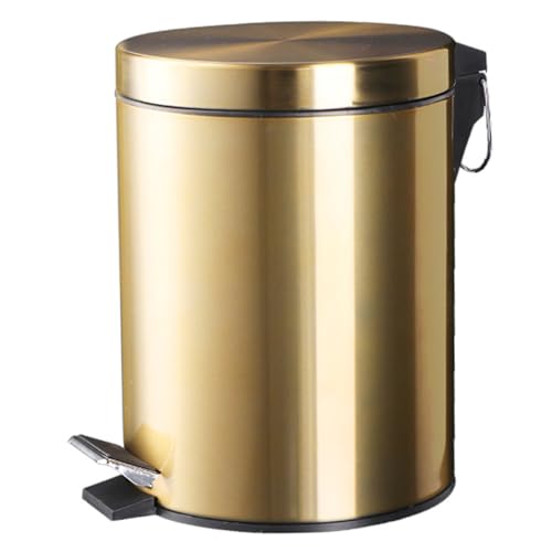 Kalastussaari 2, 1 Gallone/ 8 -Liter -Metall -Badezimmer -Mülleimer mit Deckel - kleiner Mülleimer für Badezimmer, elegantes Mülldesign für Zuhause, Büro (Gold) von Kalastussaari