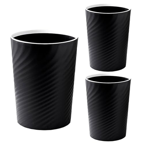 Kalastussaari Badezimmermüll dose 3pcs 8x10 Zoll 8l breitem Mund Minimalist schwarzer Mülleimer Dose Mehrzweckstaubbehälter für Schlafzimmer, Wohnzimmer, Büromüll von Kalastussaari