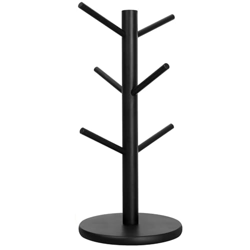 Kalastussaari Becher Tree 6x14-Zoll-Holzbecherhalter mit 6 Haken Nicht-Schlupf- und stabiler Mehrzweck-Becher-Halter für Kaffeebar, Küche, Schlüssel/Elektronik Uhr/Kopfhörerlagerung von Kalastussaari