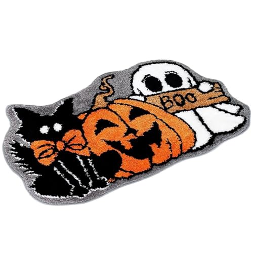 Kalastussaari Halloween Teppich 20x31.5 Spezielle Form Halloween Bad Matte mit Kürbisgeisterkatze, gruseliges Wasser saugfähig Ghost Teppich Nicht rutsches weiches Badezimmer für Wohnkultur Kalastussaari Halloween Teppich 20x31.5 Spezielle Form Halloween Bad Matte mit Kürbisgeisterkatze, gruseliges Wasser saugfähig Ghost Teppich Nicht rutsches weiches Badezimmer für Wohnkultur von Kalastussaari