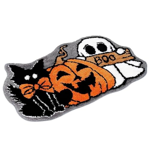 Kalastussaari Halloween Teppich 20x31.5 Spezielle Form Halloween Bad Matte mit Kürbisgeisterkatze, gruseliges Wasser saugfähig Ghost Teppich Nicht rutsches weiches Badezimmer für Wohnkultur Kalastussaari Halloween Teppich 20x31.5 Spezielle Form Halloween Bad Matte mit Kürbisgeisterkatze, gruseliges Wasser saugfähig Ghost Teppich Nicht rutsches weiches Badezimmer für Wohnkultur von Kalastussaari
