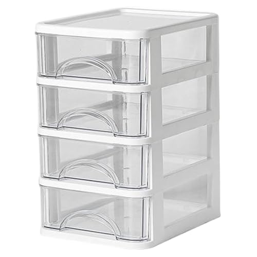 Kalastussaari Plastikstapel-Schreibtisch Top 4-Drawer-Speicherorganisator 5.6x7x9 Zoll Clear White Mini Schublade Organizer für Schreibtisch Office Stift Stiftspeicher von Kalastussaari