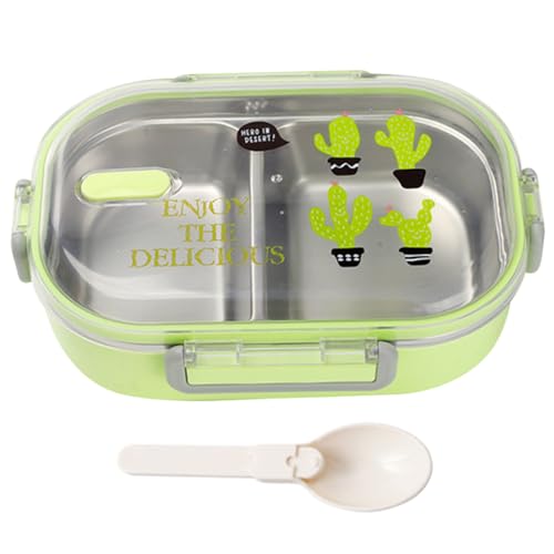 Kalastussaari Thermo -Lunchbox 8.3x5.9x2.4in 650 ml Heißes Essen Lunch Container 2 Fächer Edelstahl Isoliert Lunchbox mit Löffel heiß für Kinder von Kalastussaari