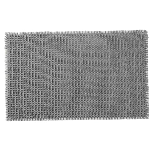 Kalastussaari Waffelbadmatte 18x30in Starkes Saugbad Matte Nicht rutscher Duschteppichmaschine Waschbarer Polyester Bad Teppiche für Badewanne, Tür und mehr, Grauer Badezimmerteppich von Kalastussaari