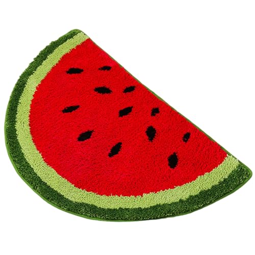 Kalastussaari Wassermelonteppich, 18x26 Zoll halbe runde Wassermelonenmatte, weiche Wasserabsorbensfruchtbad, Nicht-Schlupf-Obstteppich für Badezimmer Küchenküchen Sommerspürt von Kalastussaari