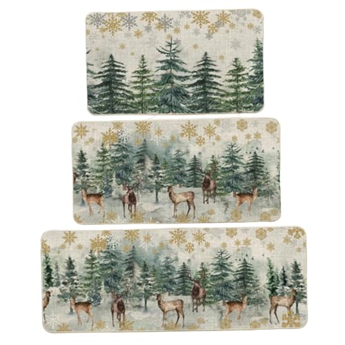 Kalastussaari Weihnachtskitchen Teppiche Sets von 3 Rentier-Weihnachtsküchenmatten absorbierende Nicht-Rutsch-Polyester Teppich für, Tür, Flur, Style 2 Fußmat Kalastussaari Weihnachtskitchen Teppiche Sets von 3 Rentier-Weihnachtsküchenmatten absorbierende Nicht-Rutsch-Polyester Teppich für, Tür, Flur, Style 2 Fußmat von Kalastussaari
