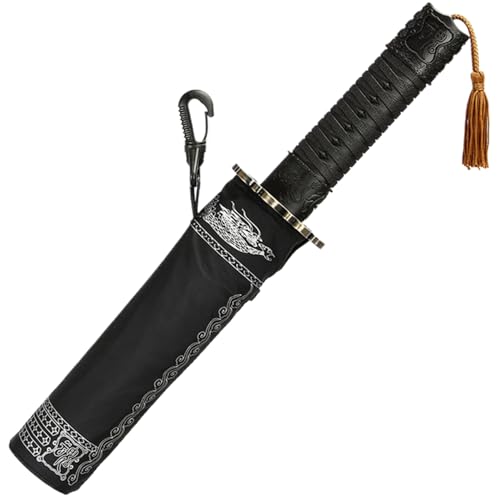 Samurai Regenschirm Vollautomatische Katana-Regenschirmwindbeständigkeit & rostsicherer starker Regenschirm tragbares stilvolles Schwert Regenschirm für Männer Geschenke Cosplay-Dekoration Katana Reg von Kalastussaari