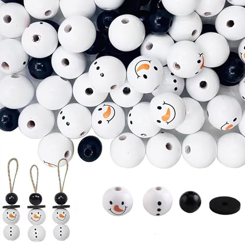 Weihnachtsperlen, 80pcs Holz Schneemann Gesicht Bauchperlen für Weihnachtsbaum -DIY -Schmuckhandwerk Weihnachtsperlen, 80pcs Holz Schneemann Gesicht Bauchperlen für Weihnachtsbaum -DIY -Schmuckhandwerk von Kalastussaari