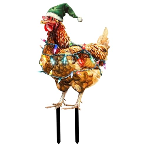 Weihnachtswerfpfahl, Hasshähnchen mit Schnur -Lichtmuster, 14x7in Metall im Freien Gartendekoration von Kalastussaari