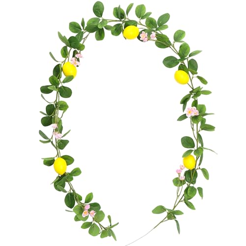 Zitronengirlande mit Grün, 79 Zoll künstliche Zitronenreben für Tür Wandmantel Hochzeit Party Tischdekor Zitronendekoration Zitronengirlande mit Grün, 79 Zoll künstliche Zitronenreben für Tür Wandmantel Hochzeit Party Tischdekor Zitronendekoration von Kalastussaari
