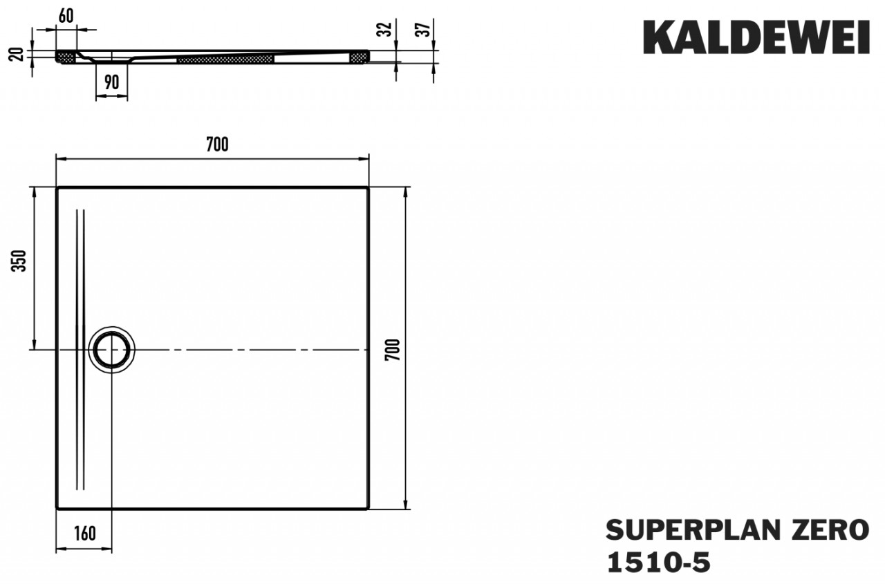 Kaldewei Duschwanne SUPERPLAN ZERO Mod.1510-5, 700 x 700, alpin. matt,SEC,Wt extrafl.  351047982711 von Kaldewei