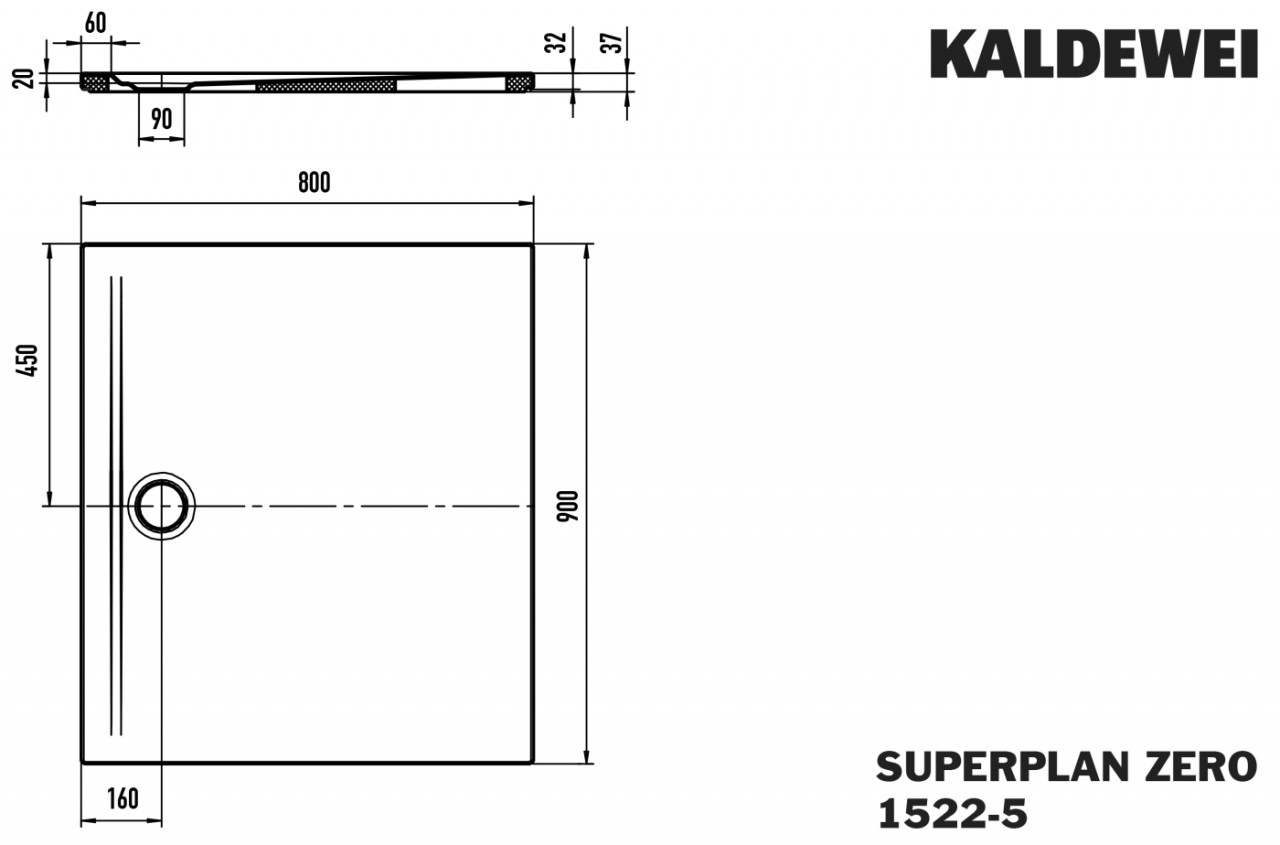 Kaldewei Duschwanne SUPERPLAN ZERO Mod.1522-5, 800 x 900, alpinweiß matt,SEC,Wt extrafl. 352247982711 von Kaldewei