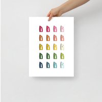 Farbenfroher Bügeleisen Kunstdruck Mit Weißem Hintergrund von KaleidoscopeLivingUS