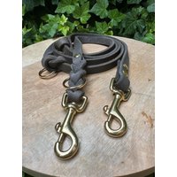 Lederhundeleine Grau Anthrazit, Hundeleine, Lederleine, Fettlederleine, Geflochten, Hundezubehör von KaleoHundeleinen