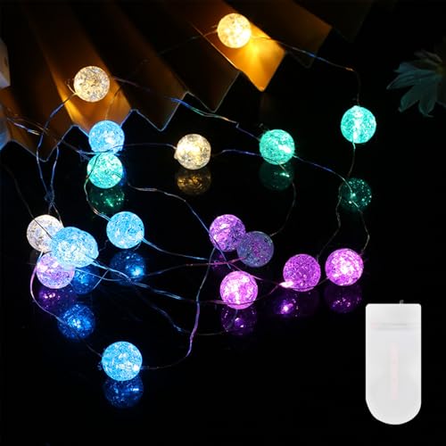 Kaleora LED Rissglaskugel Lichterkette, 2M 20 LED Kristall Kugeln Lichterkette mit 2 x CR2032 Batterie, Bunte Kristall Crackle Kugeln Lichterketten für Halloween Weihnachten Valentinstag Party Deko Kaleora LED Rissglaskugel Lichterkette, 2M 20 LED Kristall Kugeln Lichterkette mit 2 x CR2032 Batterie, Bunte Kristall Crackle Kugeln Lichterketten für Halloween Weihnachten Valentinstag Party Deko von Kaleora