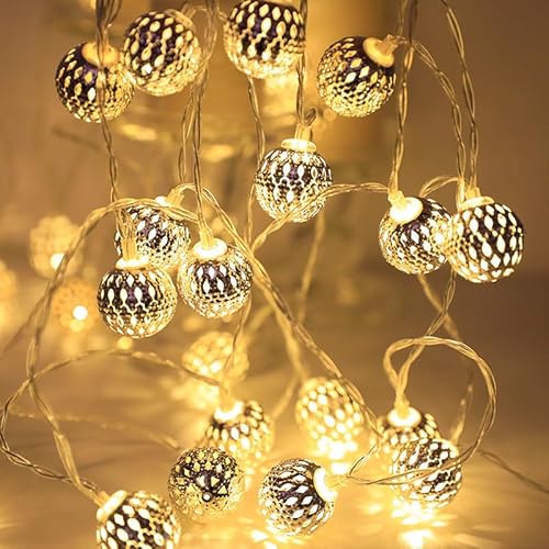 Kaleora Marokkanische LED-Lichterkette, 1,5 Meter, 10 Kugeln, Warmweiß, Batteriebetrieben von Kaleora
