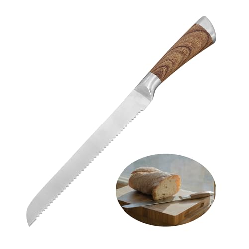Brotmesser Wellenschliff Brötchenmesser Brotschneidemesser Bread Knife - Brotmesser Bäckermesser Edelstahl, Tomatenmesser, Konditormesser Frühstücksmesser, Küchenmesser Scharf, Brot Backen Zubehör von Kalexion