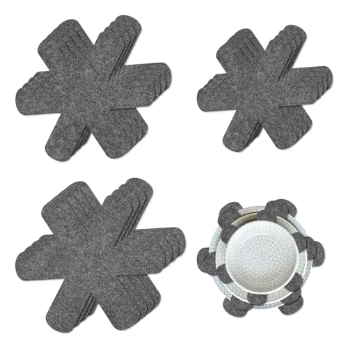 Pfannenschoner Pfannenschutz Stapelschutz Topfschoner - Topfschutz Pfannenschoner Filz, 12er Set Pfannentrenner für Edelstahlpfanne Topfschoner Stapelschutz, Topfuntersetzer in 3 Größen (38/35/26cm) von Kalexion