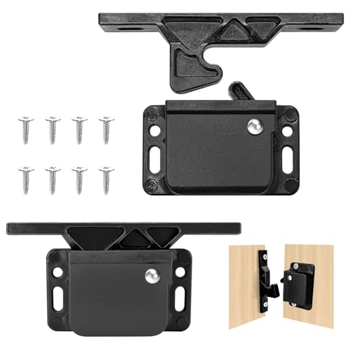 Schnappverschluss Schrankschloss Schranktürverriegelung Camping Schubladen Verschluss – Wohnwagen Schrank Verriegelung mit 8 Schrauben, Push Lock Schloss Wohnmobil für Küchen, Türen, Schränke (2 PCS) von Kalexion