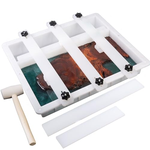 Kalinta Epoxidharz-Form mit verstellbarem Trennsystem, 50x40x8 cm Auslaufsichere Großform mit Klemmvorrichtung, Ideal für Anfänger & Profis (Kunstharz-Projekte, Tischplatten, Schneidebretter)​ von Kalinta
