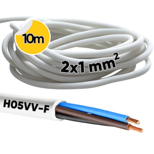 10 Meter Kalitec H05VV-F Schlauchleitung 2x1 mm² I Stromkabel ohne Schutzleiter I PVC Kabel für Innenbereich I Elektrokabel weiß I Lampenkabel flexibel I Gerätekabel 2 adrig von Kalitec