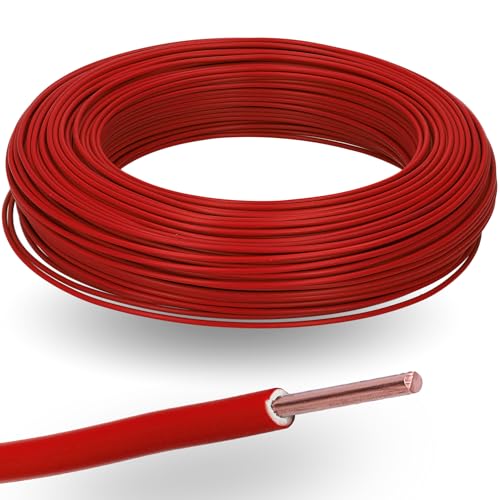 10 Meter Kalitec H07V-U 1x1,5 mm² rot I flammwidrige PVC Einzelader 1,5mm2 Litze starr aus Kupfer I 450/750 V I Verdrahtungsleitung eindrähtig für interne Verdrahtung von Maschinen und Leuchten von Kalitec