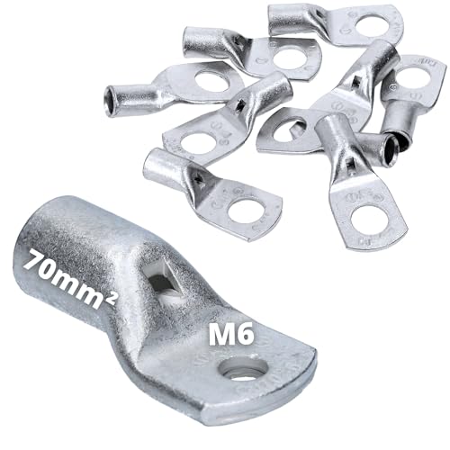 10 Stück Cembre A14-M6 Rohrkabelschuh 70mm² M6 I Crimpkabelschuh Kupfer unisoliert | Presskabelschuh für Auto, LKW, Motorrad, Boot, Wohnmobil | Kabelschuh für Elektrotechnik & Industrie von Kalitec