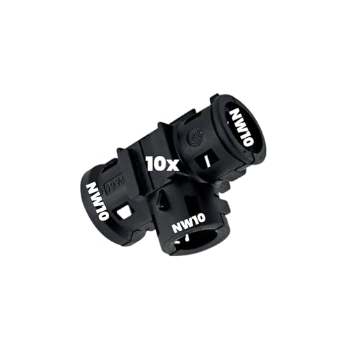 10 Stück Kalitec 9806089 T-Verteiler Form A NW 10-10-10 schwarz I 3 Wege Verteiler I T-Stück I Verteiler für Wellrohr I Verbinder für Wellrohr I kabelverteiler I Kabelverzweigung I Schnellverbinder von Kalitec