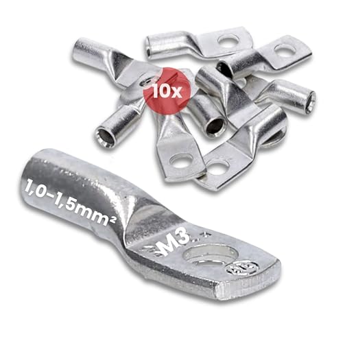 10 Stück Kalitec HR1-3 Handelsübliche Rohrkabelschuhe 1,0-1,5mm² M3 I ohne Sichtloch I Made in Germany von Kalitec