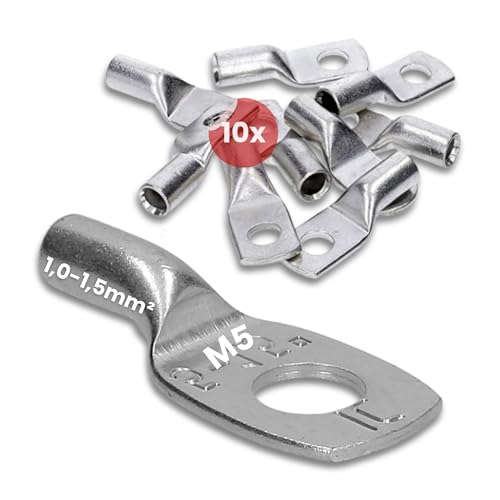 10 Stück Kalitec HR1-5 Handelsübliche Rohrkabelschuhe 1,0-1,5mm² M5 I ohne Sichtloch I Made in Germany von Kalitec