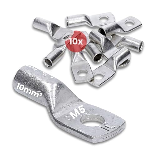 10 Stück Kalitec HR10-5 Handelsübliche Rohrkabelschuhe 10mm² M5 I ohne Sichtloch I Made in Germany von Kalitec