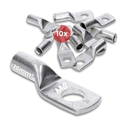 10 Stück Kalitec HR16-8 Handelsübliche Rohrkabelschuhe 16mm² M8 I ohne Sichtloch I Made in Germany von Kalitec
