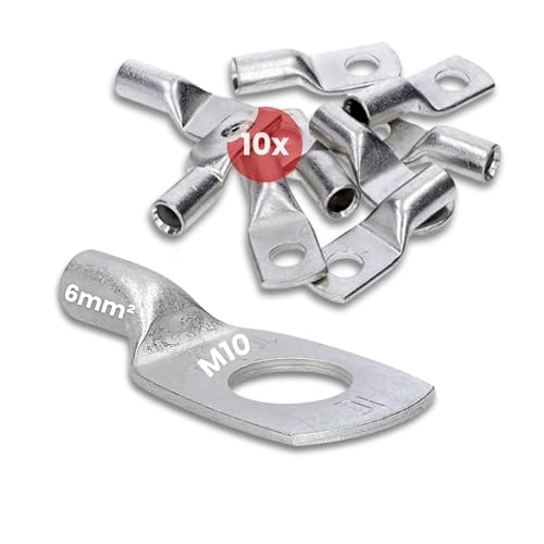 10 Stück Kalitec HR6-10 Handelsübliche Rohrkabelschuhe 6mm² M10 I ohne Sichtloch I Made in Germany von Kalitec