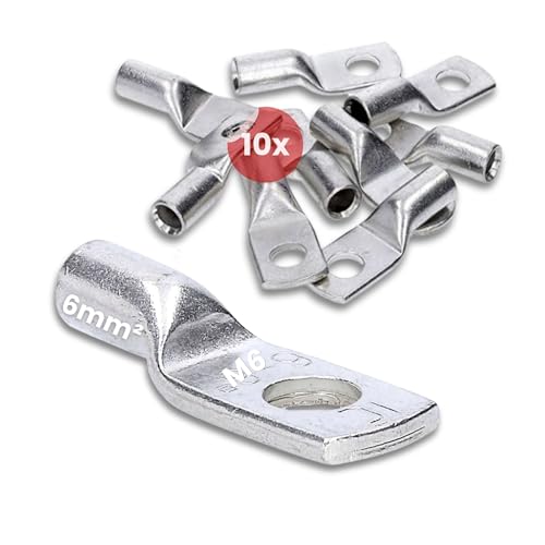 10 Stück Kalitec HR6-6 Handelsübliche Rohrkabelschuhe 6mm² M6 I ohne Sichtloch I Made in Germany von Kalitec