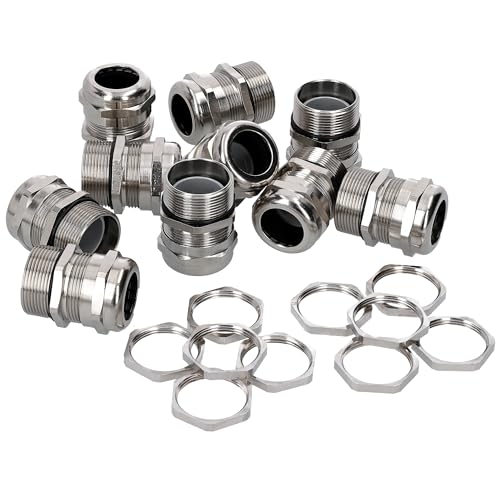 10 Stück Kalitec M16 Kabelverschraubung Messing 4,5-9,5mm Klemmbereich I M16 Gegenmutter Messing I langes Gewinde I gas-und wasserdichte Kabeldurchführung von Kalitec