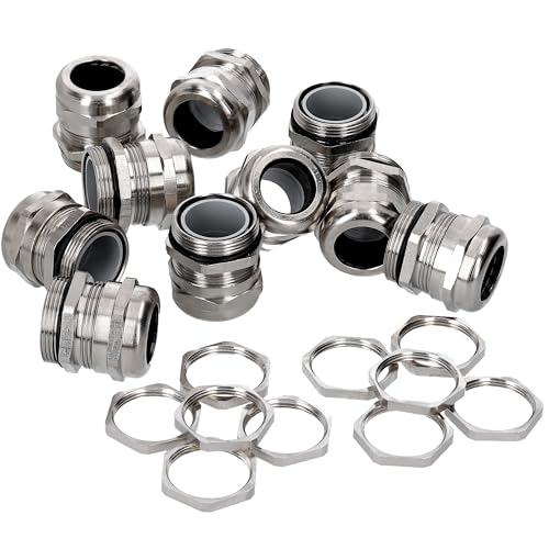 10 Stück Kalitec M25 Kabelverschraubung Messing 5,0-13,0mm Klemmbereich I M25 Gegenmutter Messing I gas-und wasserdichte Kabeldurchführung von Kalitec