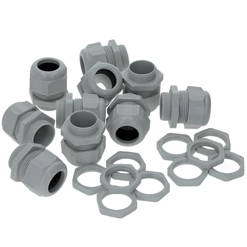 10 Stück Kalitec M32 Kabelverschraubung Kunststoff 14,0-25mm Klemmbereich I M32 Gegenmutter Kunststoff grau I wasserdichte Kabeldurchführung von Kalitec