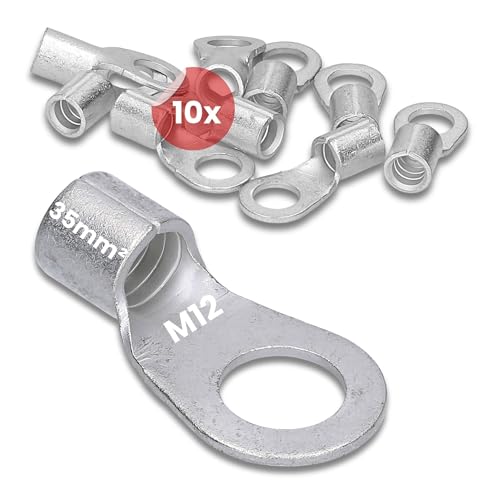 10 Stück Kalitec Q35-12 Quetschkabelschuh 35mm² M12 I Unisoliert I Dornpressung I Für mehr-, fein- und feinstdrähtige Leiter I Kabelschuh 35mm² nach DIN 46234 von Kalitec