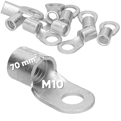 10 Stück Kalitec Q70-10 Quetschkabelschuh 70mm² M10 I Unisoliert I Dornpressung I Für mehr-, fein- und feinstdrähtige Leiter I Kabelschuh 70mm² nach DIN 46234 von Kalitec