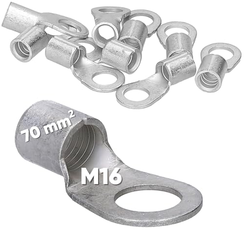 10 Stück Kalitec Q70-16 Quetschkabelschuh 70mm² M16 I Unisoliert I Dornpressung I Für mehr-, fein- und feinstdrähtige Leiter I Kabelschuh 70mm² von Kalitec