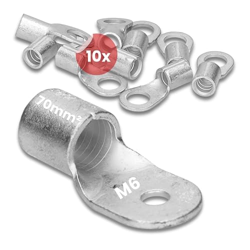 10 Stück Kalitec Q70-6 Quetschkabelschuh 70mm² M6 I Unisoliert I Dornpressung I Für mehr-, fein- und feinstdrähtige Leiter I Kabelschuh 70mm² nach DIN 46234 von Kalitec
