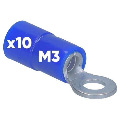 10 Stück Kalitec RKSBM3 Ringkabelschuh 1,5-2,5mm² I teilisoliert M3 blau I Kupfer I PVC Kragen I zum Verbinden von Kabeln oder Litzen I Kabelschuh I Kabelverbinder I schützt elektrische Verbindungen von Kalitec