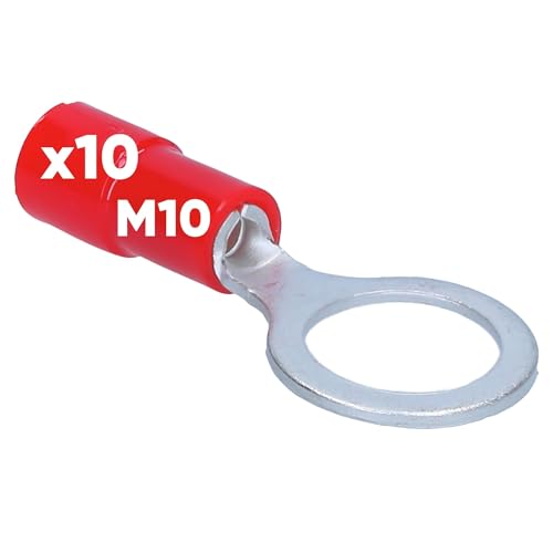 10 Stück Kalitec RKSRM10 Ringkabelschuh 0,5-1mm² I teilisoliert M10 rot I Kupfer I PVC Kragen I zum Verbinden von Kabeln oder Litzen I Kabelschuh I Kabelverbinder I schützt elektrische Verbindungen 10 Stück Kalitec RKSRM10 Ringkabelschuh 0,5-1mm² I teilisoliert M10 rot I Kupfer I PVC Kragen I zum Verbinden von Kabeln oder Litzen I Kabelschuh I Kabelverbinder I schützt elektrische Verbindungen von Kalitec