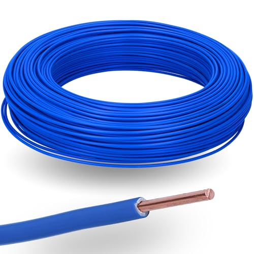 100 Meter Kalitec H07V-U 1x2,5 mm² blau im Karton I flammwidrige PVC Einzelader 2,5mm2 Litze starr I 450/750 V I Verdrahtungsleitung eindrähtig für interne Verdrahtung von Maschinen und Leuchten von Kalitec